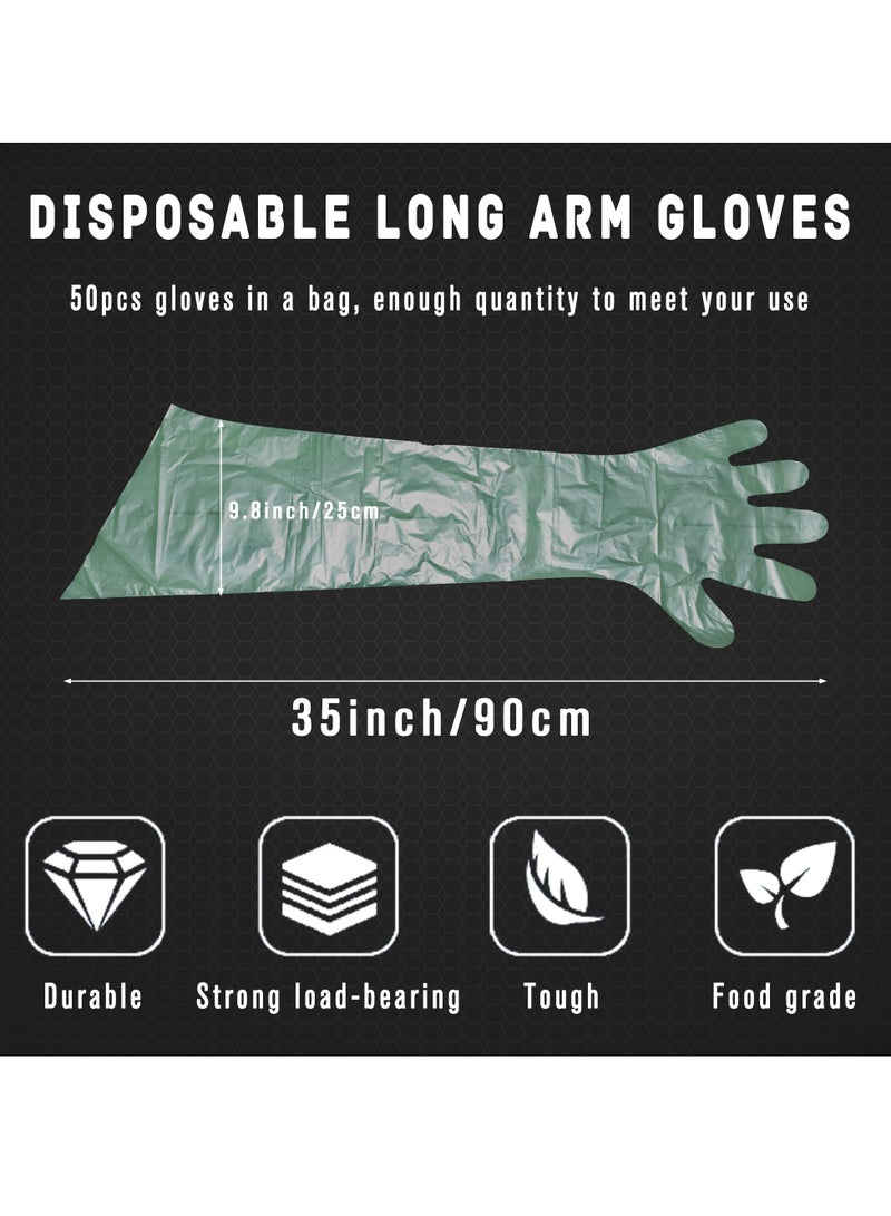 SYOSI Disposable Field Dressing Gloves, 100 Pcs Veterinary Dressing Gutting Long Arm Gloves for Field Dressing Gutting Deer Gardening Painting Full Arm  - Image 2