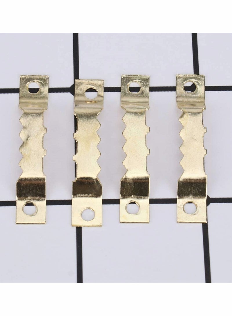 SYOSI Sawtooth Picture Hangers With Screws, 100 Pcs Double Hole Sawtooth Hangers Photo Frame Sawtooth Hanging Hooks Kit Picture Hanging Hardware For Paintings Photos Art, Home Decoration ( Gold ) - Image 2