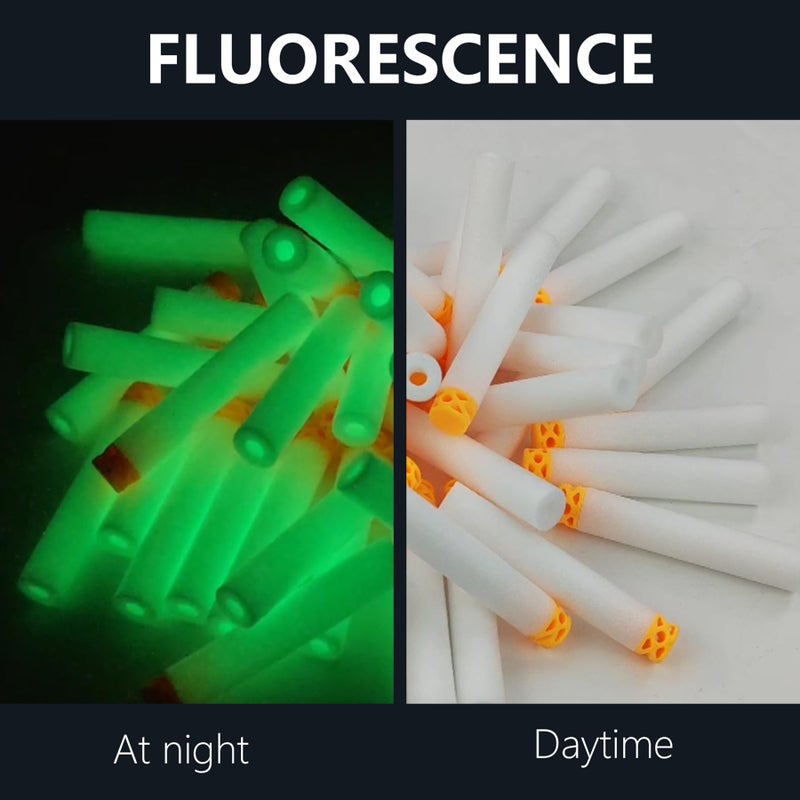 EKIND 100 Pcs Waffles Darts Refill Pack Foam Bullet Compatible for NERF N-Strike Series Blaster (Glow at Dark, White) - Image 5