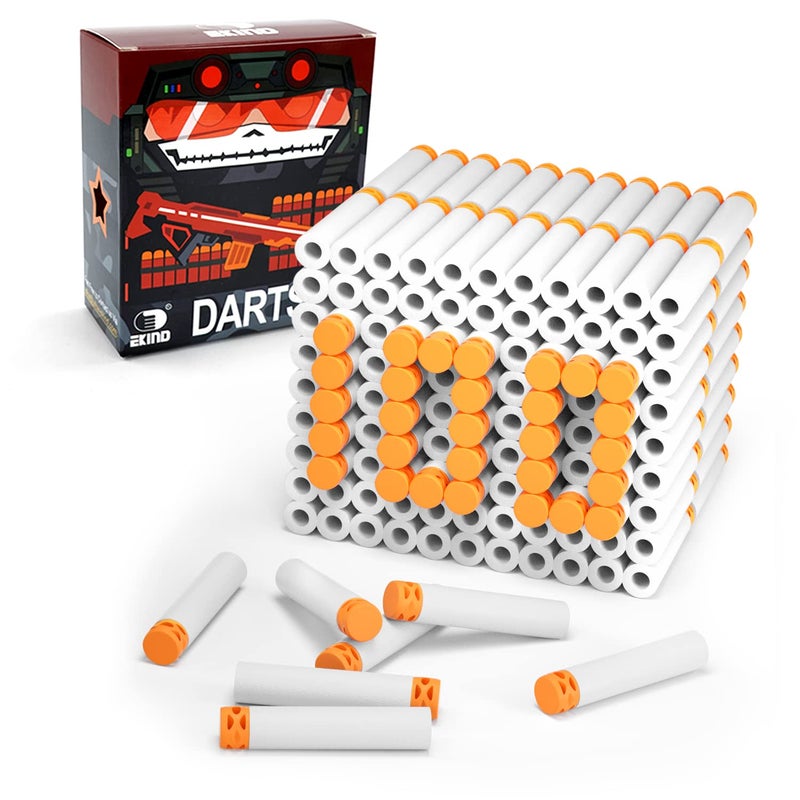 EKIND 100 Pcs Waffles Darts Refill Pack Foam Bullet Compatible for NERF N-Strike Series Blaster (Glow at Dark, White) - Image 1