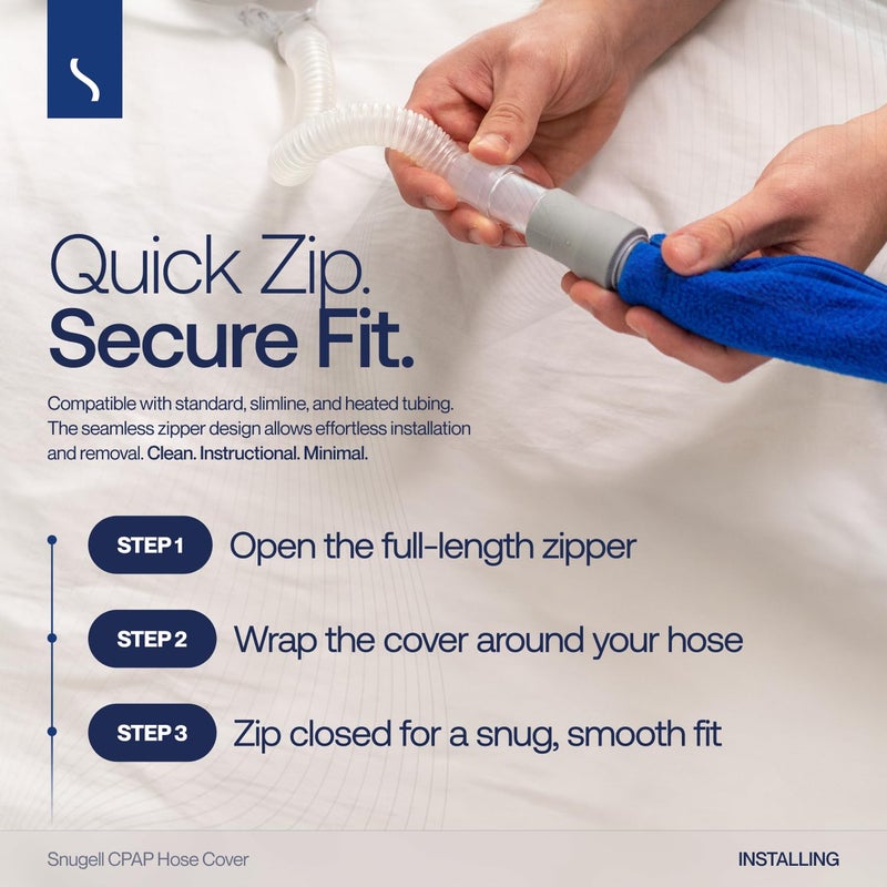 Snugell CPAP Hose Cover â€“ 6ft Tubing Wrap in Purple â€“ Compatible with ResMed, Fisher & Paykel, and Other Brands â€“ Ultra-Soft Full Zippered Fleece CPAP Tube Cover for Insulation and Protection - Image 4