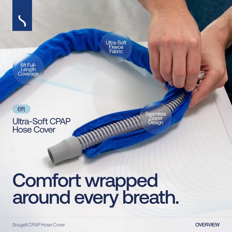 Snugell CPAP Hose Cover â€“ 6ft Tubing Wrap in Purple â€“ Compatible with ResMed, Fisher & Paykel, and Other Brands â€“ Ultra-Soft Full Zippered Fleece CPAP Tube Cover for Insulation and Protection - Image 2