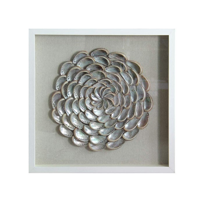 24X24 3D HANDMADE WALL DECORATION WITH SHADOW BOX FRAMED FRONT GLASS FOR LIVING ROOM DINING ROOM ENTRANCE CORRIDOR BEDROOM WALL DECOR ABALONE SHELL 24X24