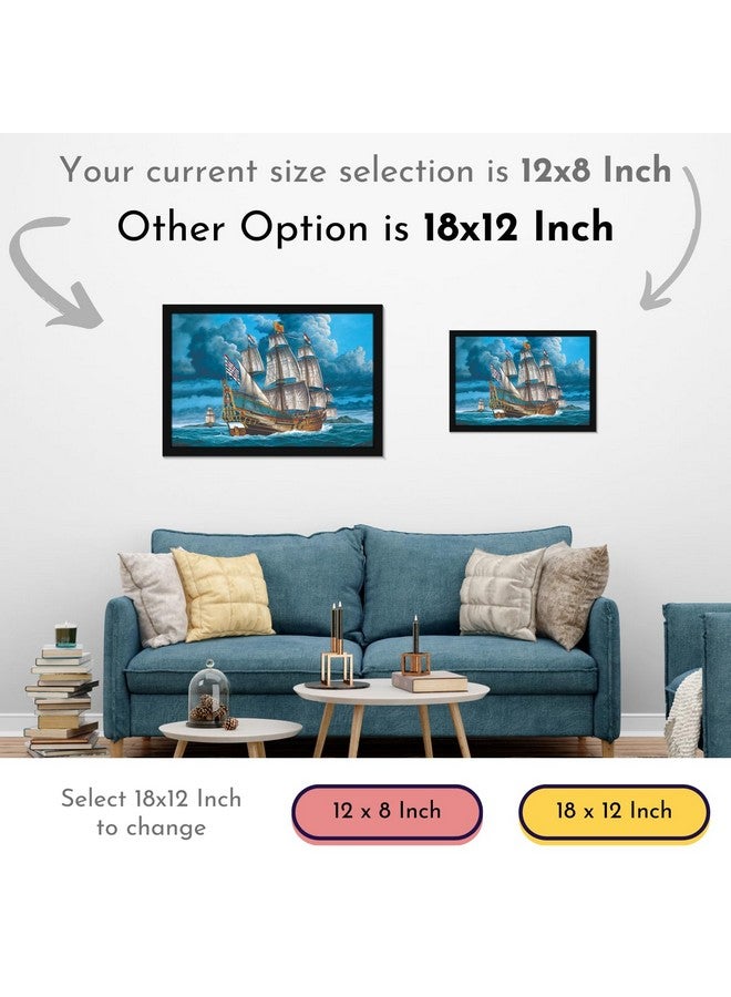 Mad Masters Ship In Ocean Scenery Painting Aesthetic Hanging Photo Frame Decorative Item Home Decoration and Wall Decor for Living Room and Bedroom (MM 2410, 8x12 Inch, Paper, Without Plexi Glass) - Image 4