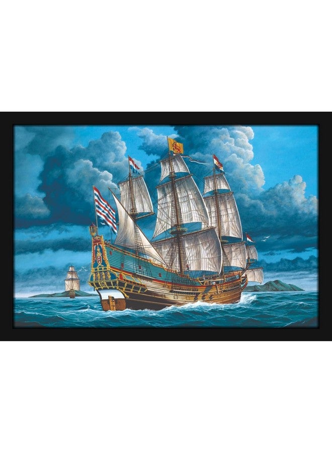 Mad Masters Ship In Ocean Scenery Painting Aesthetic Hanging Photo Frame Decorative Item Home Decoration and Wall Decor for Living Room and Bedroom (MM 2410, 8x12 Inch, Paper, Without Plexi Glass) - Image 1