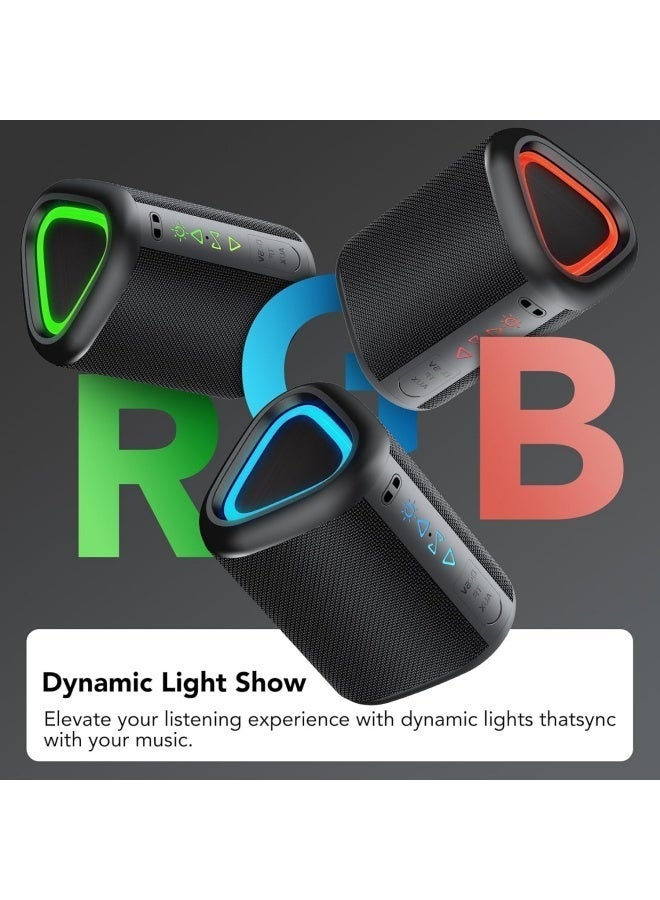 Bluetooth Speaker, Portable Wireless Speakers with Led Light, Bluetooth 5.3, 14H Playtime, Enhanced Bass, IPX7 Waterproof, Outdoor Speaker for Travel, Sport, Party, Biking - Image 3