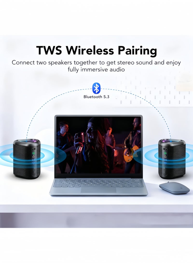 Bluetooth Speaker, Portable Wireless Speakers with Led Light, Bluetooth 5.3, 14H Playtime, Enhanced Bass, IPX7 Waterproof, Outdoor Speaker for Travel, Sport, Party, Biking - Image 5