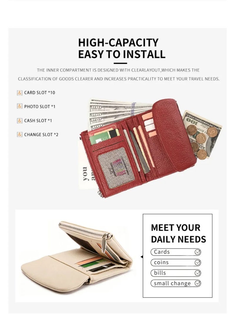 Women's Soft PU Leather Wallet, Large Capacity Multi-Slot Card Holder & Coin Purse, Fashion Textured Money Clip, Portable Organizer Pouch for Daily Business Travel Use, Gift for Ladies - Image 3