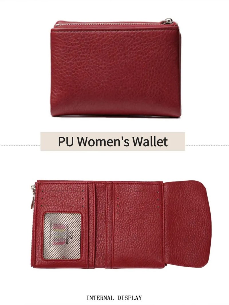 Women's Soft PU Leather Wallet, Large Capacity Multi-Slot Card Holder & Coin Purse, Fashion Textured Money Clip, Portable Organizer Pouch for Daily Business Travel Use, Gift for Ladies - Image 1