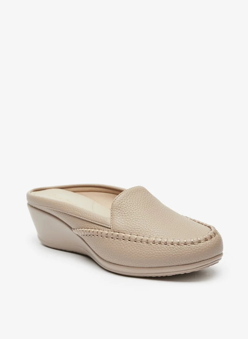 Le Confort Womens Solid Slip On Mules with Wedge Heels