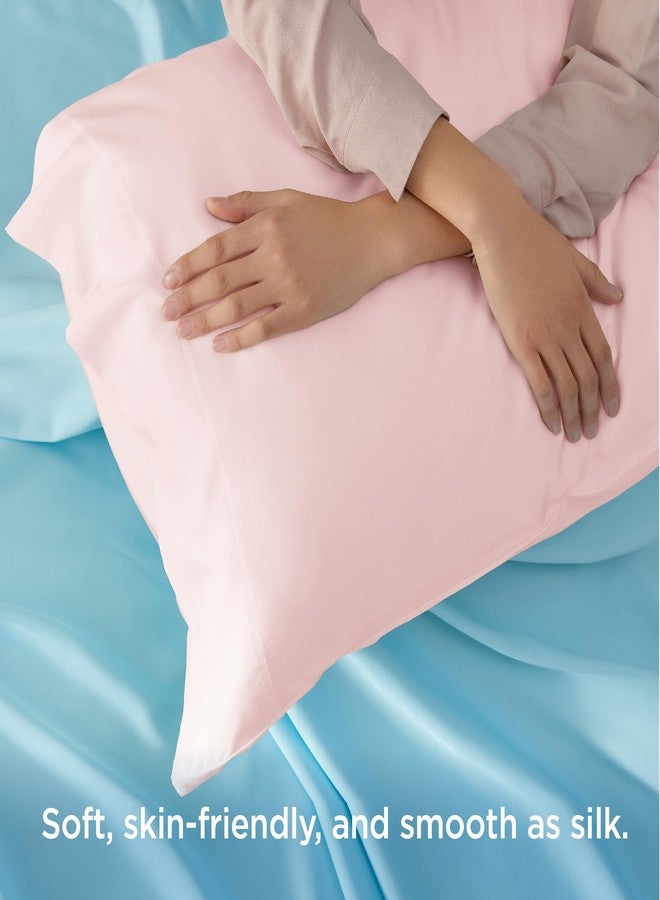 بيد شور أغطية وسائد Bedsure، مقاس قياسي، أغطية وسائد مُبرّدة، مصنوعة من رايون مُستخلص من الخيزران، لون وردي، طقم قياسي من قطعتين، أغطية وسائد ناعمة وجيدة التهوية مع إغلاق ظرفي، 20 × 26 بوصة - Image 4