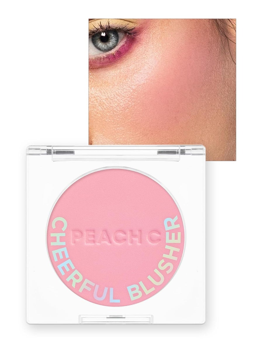 Peach C Cheerful Blusher  Pure Pink Blush for Cheeks Powder Makeup  Korean Makeup Creamy Blush Powder  Fine Pigmented Blush  Powder Compact Make Up Blush 014 Oz 01 Lycheeful 