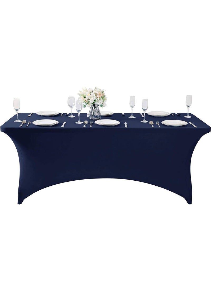 HomarKet - Spandex Tablecloth 183x76x76CM Washable and Wrinkle Resistant Stretch Rectangular Fitted Patio Table Cover for Event Wedding Banquet and Parties 6FT Blue - Image 1
