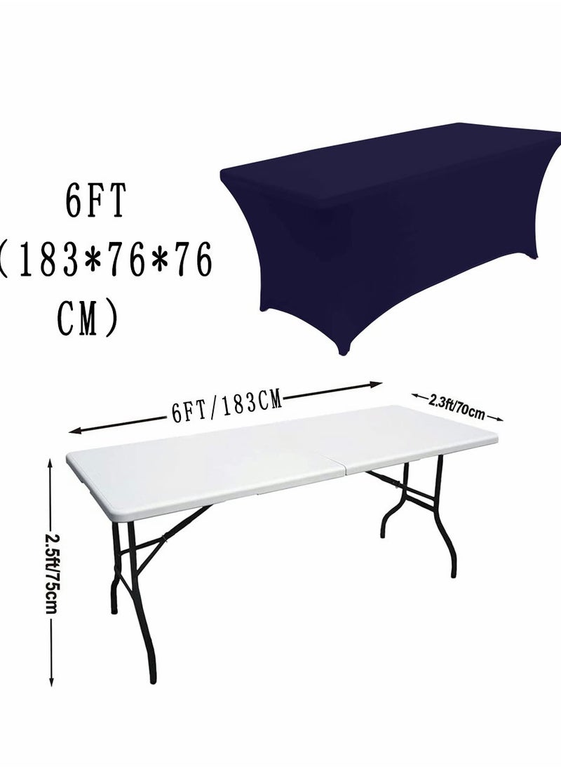 HomarKet - Spandex Tablecloth 183x76x76CM Washable and Wrinkle Resistant Stretch Rectangular Fitted Patio Table Cover for Event Wedding Banquet and Parties 6FT Blue - Image 1