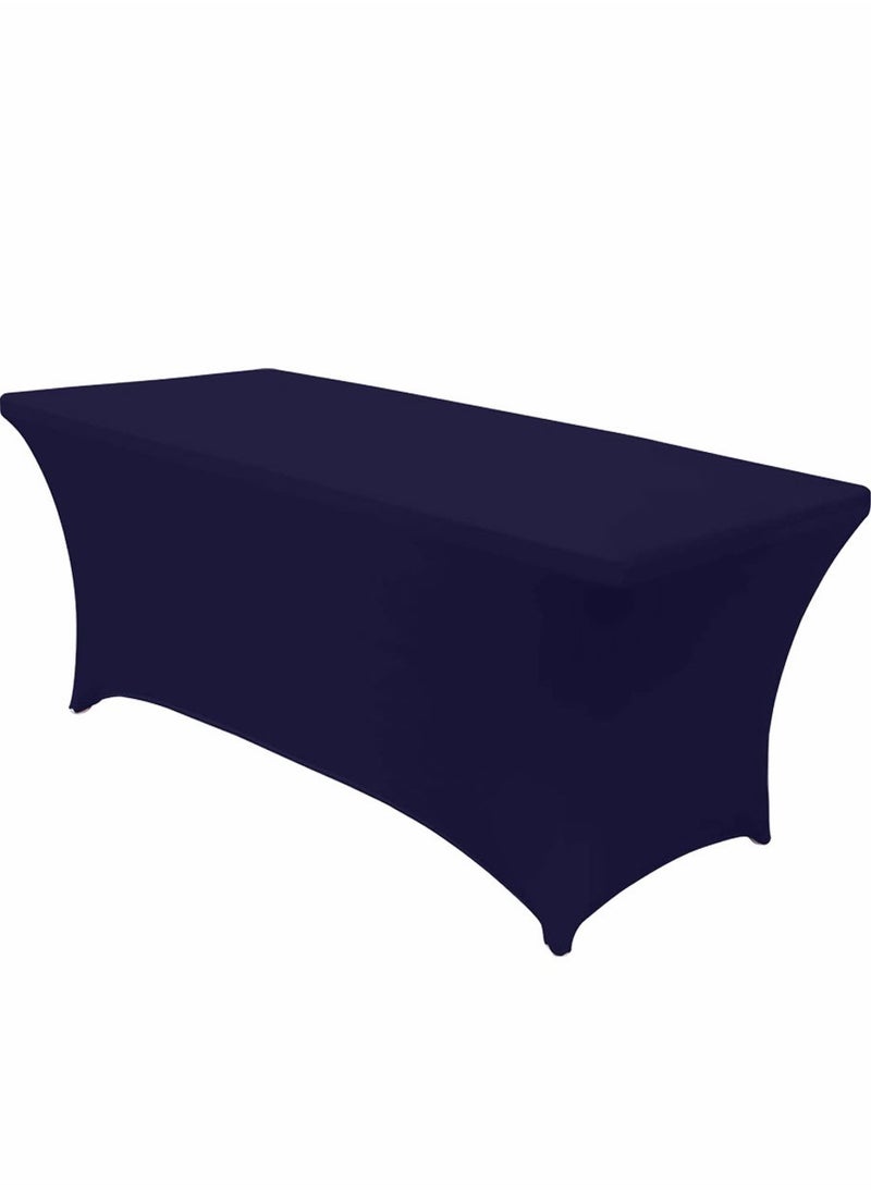 HomarKet - Spandex Tablecloth 183x76x76CM Washable and Wrinkle Resistant Stretch Rectangular Fitted Patio Table Cover for Event Wedding Banquet and Parties 6FT Blue - Image 1
