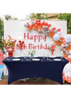 HomarKet Spandex Tablecloth 183x76x76CM Washable and Wrinkle Resistant Stretch Rectangular Fitted Patio Table Cover for Event Wedding Banquet and Parties 6FT Blue  - Image 2