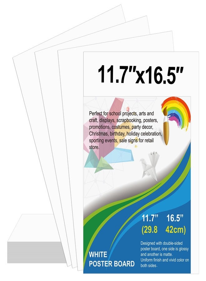 rookea 10 Pcs Poster Board 11.7 x 16.5 Inches White Poster Board Paper Bulk, 250 GSM Thickness Vision Board Blank Graphic Display Posterboards for Drawing Artwork School Arts Crafts Projects - Image 1