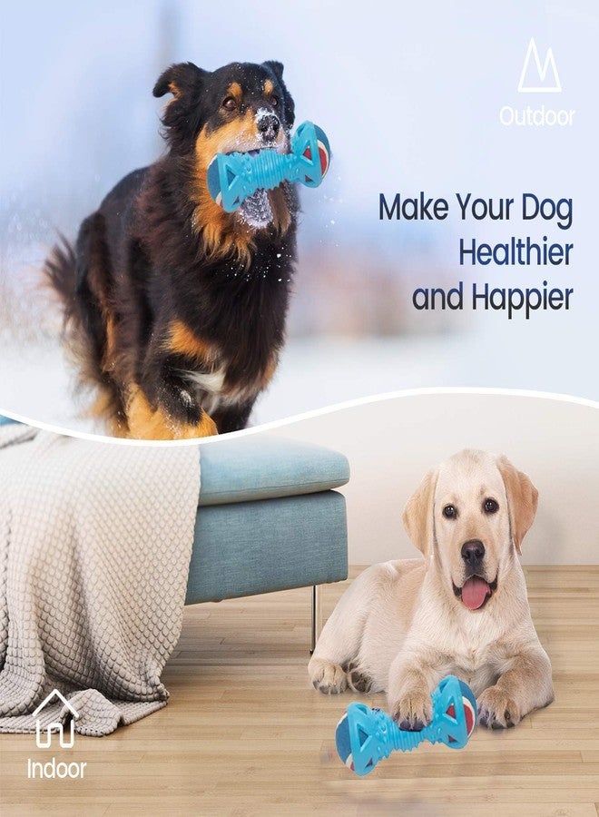 PremiumAV Double Ball Dumbbell Dog Chew Toy for Small & Medium Dogs - Natural Rubber Interactive Teeth Cleaning Toy, Durable Puppy Chew & Molar Toy, Brain Stimulating Play Toy - Image 2
