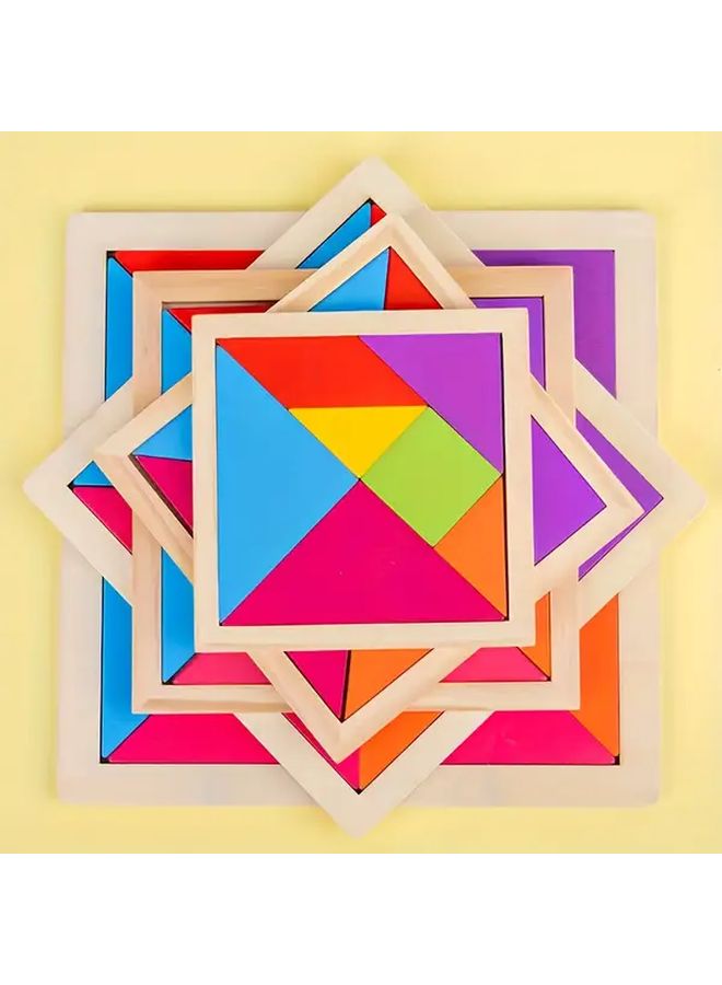 Wooden Tangram Puzzle Game For Brain Development Geometric Learning 1pc - Image 5