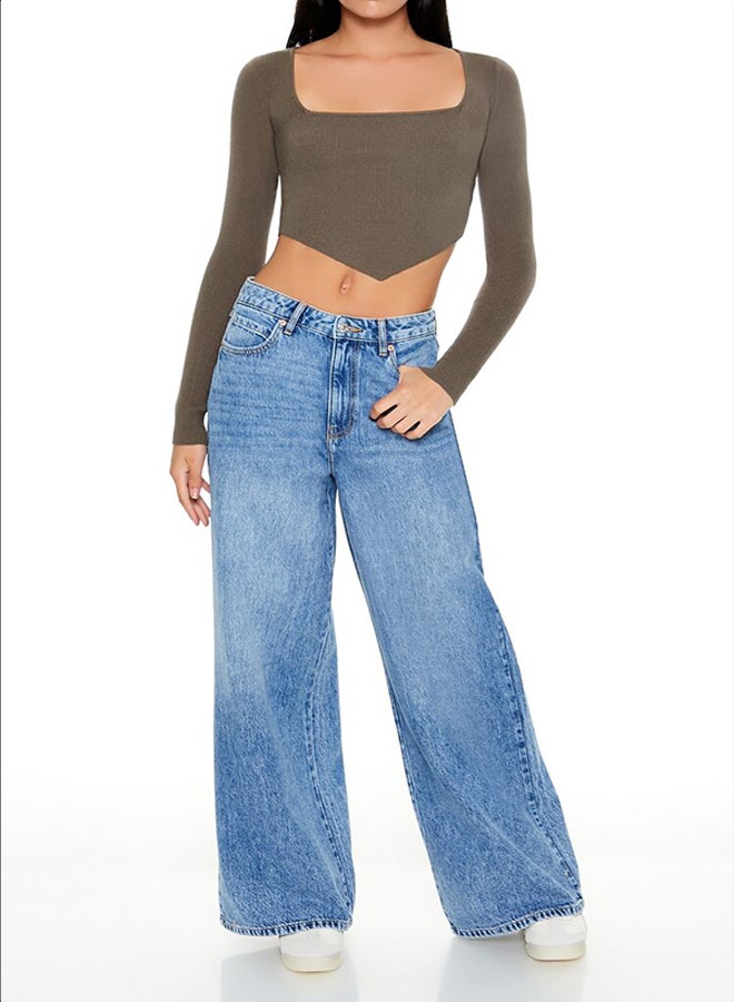 FOREVER 21 Cropped Rib-Knit Sweater - Image 2