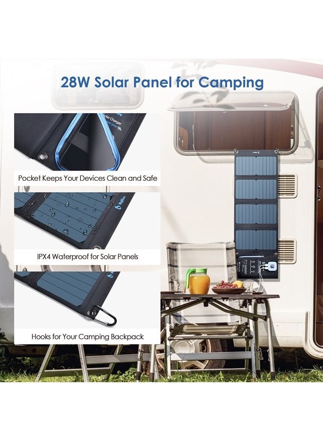 Bigblue Solar Panels Charger with Digital Ammeter, BigBlue 28W SunPower Camping Solar Panel, Dual USB(5V/4A Overall), IPX4 Waterproof, Compatible with iPhone 13/11/Xs/X/8/7, iPad, Samsung Galaxy, Google Pixel - Image 4