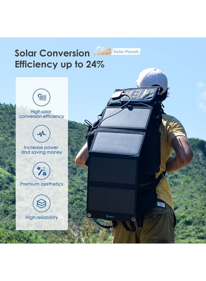 Bigblue Solar Panels Charger with Digital Ammeter, BigBlue 28W SunPower Camping Solar Panel, Dual USB(5V/4A Overall), IPX4 Waterproof, Compatible with iPhone 13/11/Xs/X/8/7, iPad, Samsung Galaxy, Google Pixel - Image 2