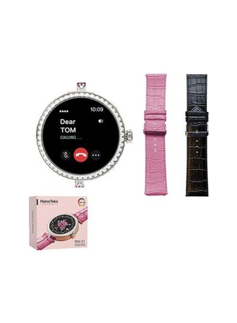 Haino Teko RW-21 Smart Watch Elegant Design With 2 Leather Straps For Women And a Wireless Charger Multicolour - Image 2
