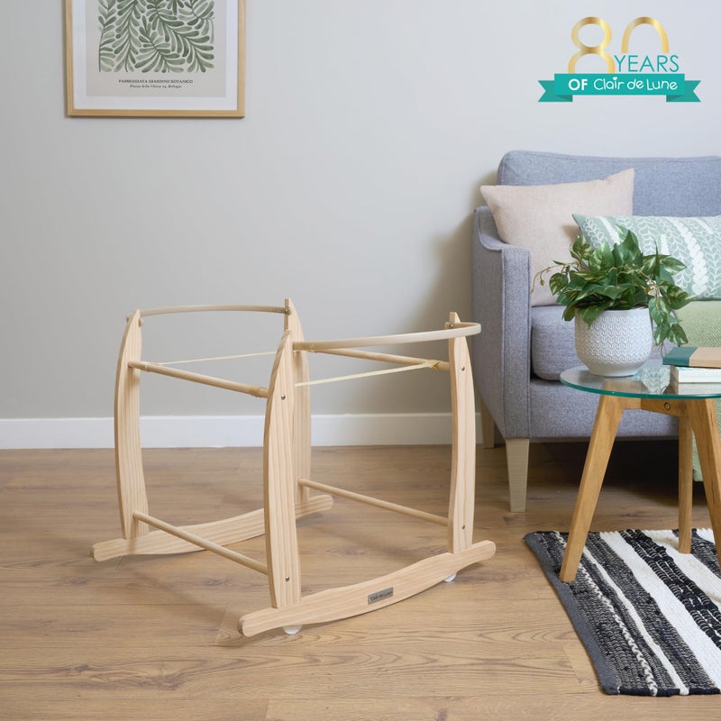 Clair de Lune Deluxe Rocking Moses Basket Stand - Natural - Image 2