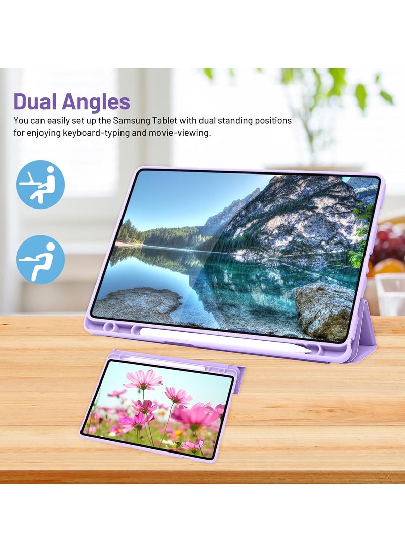 TIGER - Protective Case Compatible with Samsung Galaxy Tab A9 Plus / A9+ 11 Inch 2023 (Model SM-X210/X216/X218) – Slim Trifold Stand Cover with Built-in S Pen Holder – Auto Sleep/Wake Function – Lightweight Shockproof Case for Samsung Tab A9+ Tablet Purple - Image 1