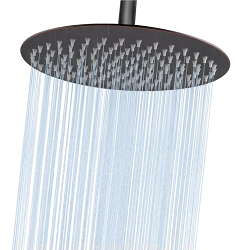 Midanya Round Rainfall Shower Head High Pressure Stainless Steel Waterfall Large Rain Shower Head Ultra Thin DesignOil Rubbed Bronze 10 Inch - Image 1