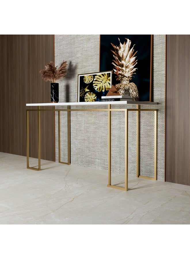 الهوم طاولة مدخل 120x40x90 سم - أبيض وذهبيي - Image 1
