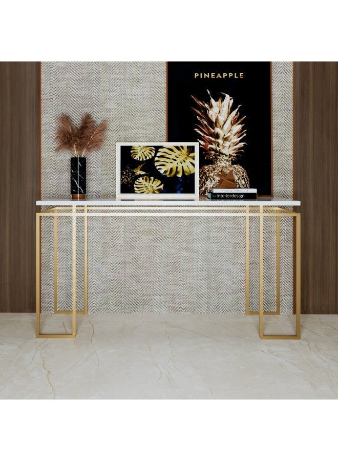 الهوم طاولة مدخل 120x40x90 سم - أبيض وذهبيي - Image 2