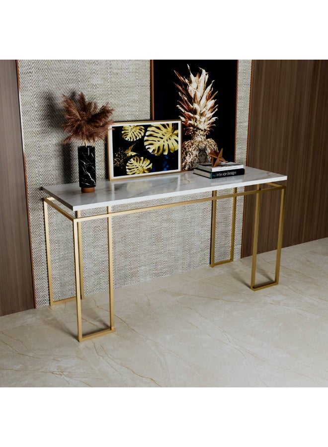 الهوم طاولة مدخل 120x40x90 سم - أبيض وذهبيي - Image 3