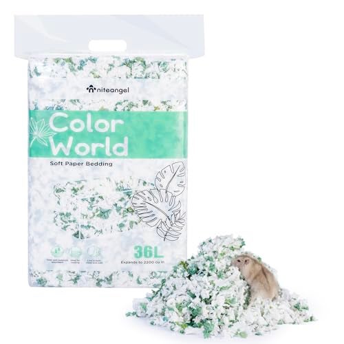 Niteangel Aspen Shaving Hamster Beddings for Syrian Dwarf Hamster Gerbil Mice Degu Rat Rabbit Bunny Guinea Pig Chinchilla Hedgehog or Other Small Pets 36L WhiteGreen Paper Bedding - Image 1
