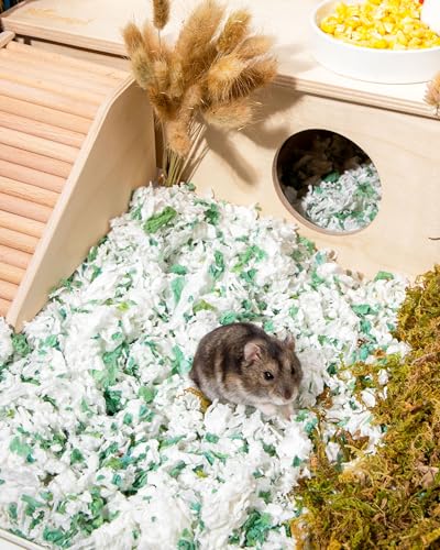 Niteangel Aspen Shaving Hamster Beddings for Syrian Dwarf Hamster Gerbil Mice Degu Rat Rabbit Bunny Guinea Pig Chinchilla Hedgehog or Other Small Pets 36L WhiteGreen Paper Bedding - Image 3