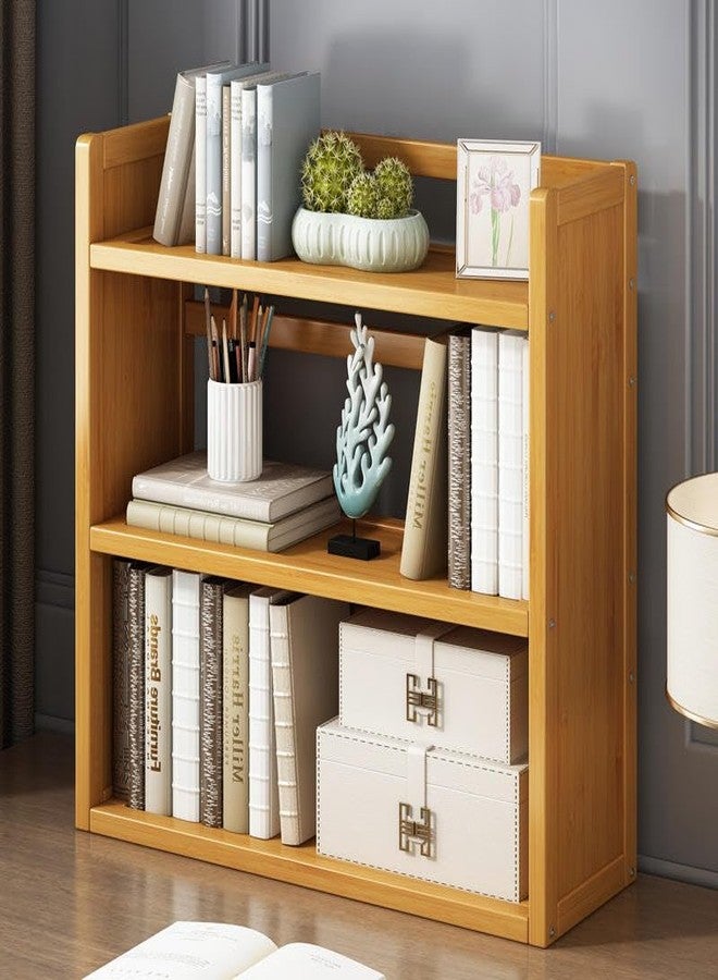 Lukzer 3-Tier Bamboo Bookshelf & Display Rack | Wooden Bookcase for Living Room, Bedroom & Office Multipurpose Storage Organizer for Books, Decor, Plants & Shoe Stand (20x66x64 cm) - Image 1