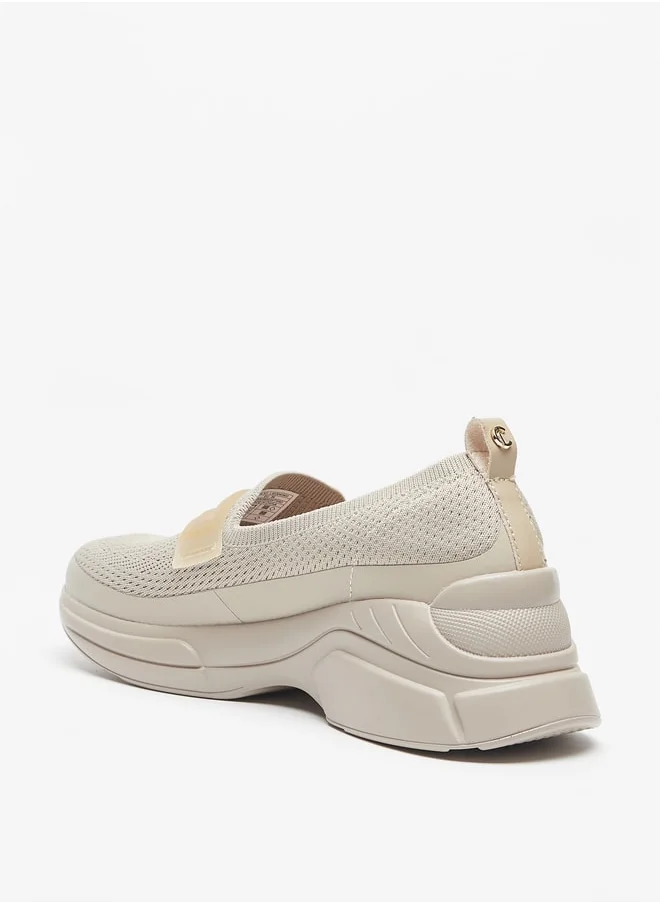 لو كونفورت Textured Slip-On Sneakers with Pull Tab