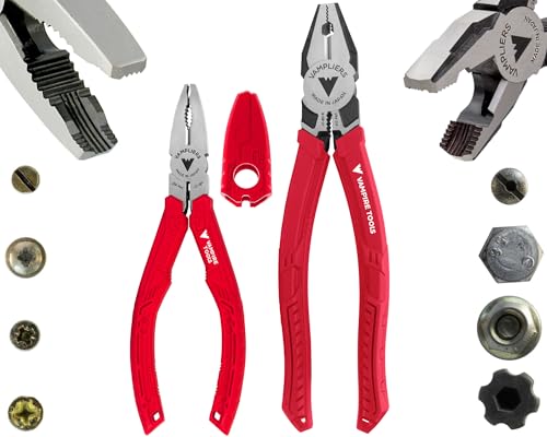 VAMPLIERS 2-PC Stripped Screw Extractor Pliers Set. Made in Japan. 8" Linesman + 6.25" Combination Pliers. High Carbon Steel. - Image 1