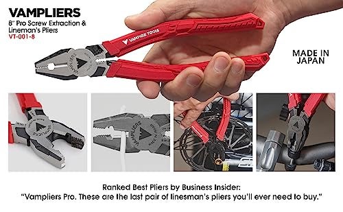 VAMPLIERS 2-PC Stripped Screw Extractor Pliers Set. Made in Japan. 8" Linesman + 6.25" Combination Pliers. High Carbon Steel. - Image 4