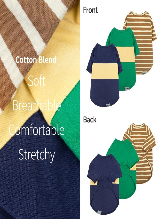 Fitwarm 3 Pack Color Block Striped Dog Shirt, Summer Dog Clothes for Small Dogs, Breathable Lightweight Dog Tshirt, Pet Outfit, Navy Blue, Sea Green, Brown, Small - Image 5