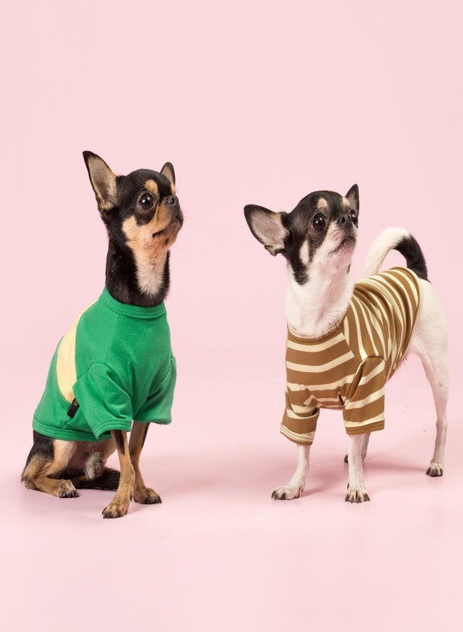 Fitwarm 3 Pack Color Block Striped Dog Shirt, Summer Dog Clothes for Small Dogs, Breathable Lightweight Dog Tshirt, Pet Outfit, Navy Blue, Sea Green, Brown, Small - Image 2