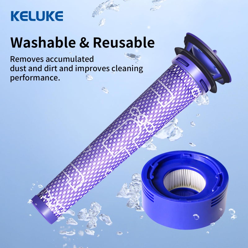keluke Vacuum Filter Replacement Kit for Dyson V7, V8 Animal, V8 Absolute & SV10 Cordless Vacuum Cleaners, Replaces Part # 965661-01 & 967478-01 (4P) - Image 3