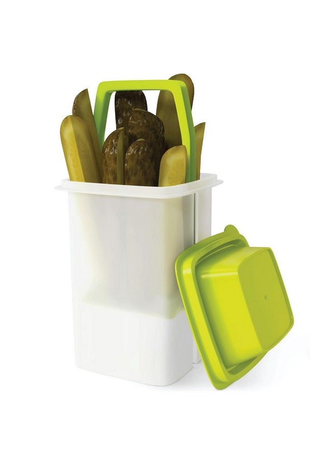 Home-X Pickle Storage Container with Strainer Insert, Food Saver (Green Lid) - by Home-X - Image 2