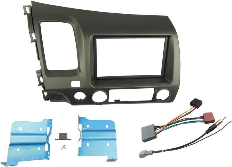 DKMUS Double Din Radio Stereo Dash Install Mount Trim Kit for Honda Civic 2006-2011 with Wiring Harness Antenna Adapter - Image 1