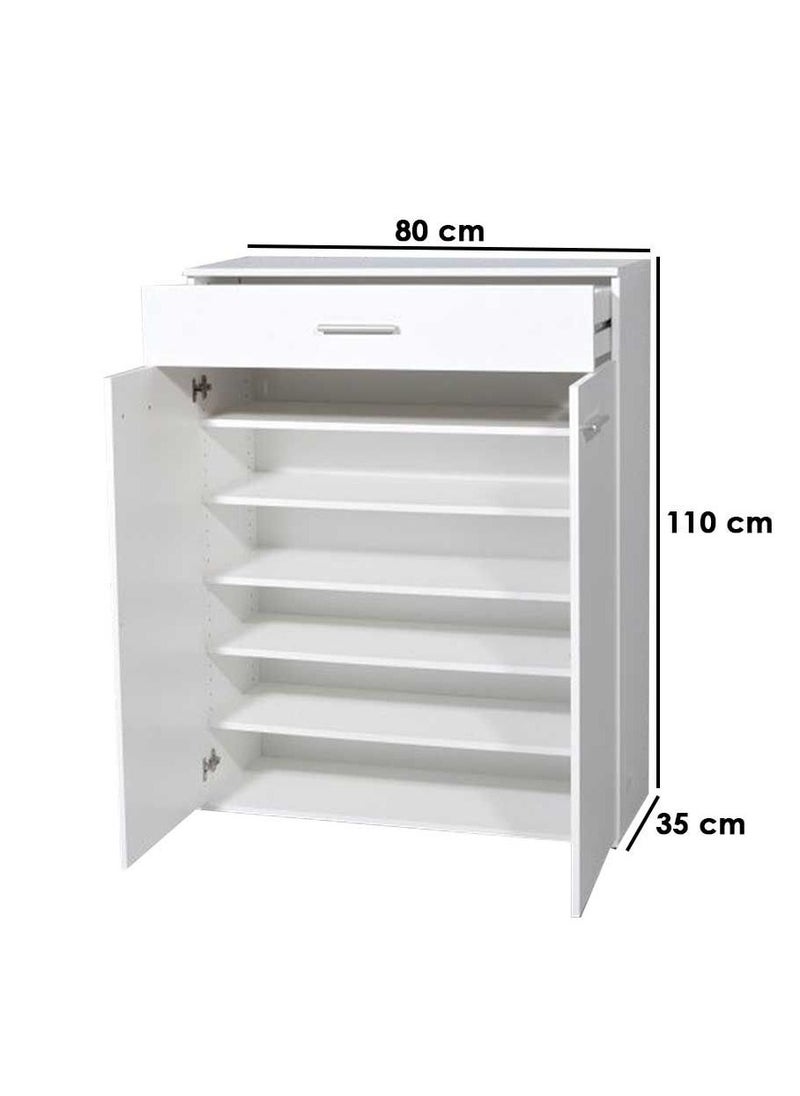 Generic Shoe Cabinet with 2 doors, 80 cm, White  - Image 2