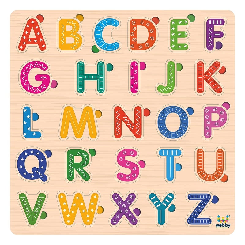 Webby Wooden Capital Alphabets Montessori Educational Pre-School Puzzle Board Toy For Boys And Girls, Kid - Image 5