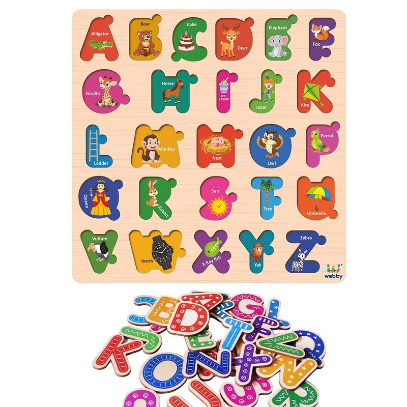 Webby Wooden Capital Alphabets Montessori Educational Pre-School Puzzle Board Toy For Boys And Girls, Kid - Image 4