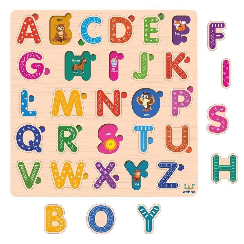 Webby Wooden Capital Alphabets Montessori Educational Pre-School Puzzle Board Toy For Boys And Girls, Kid - Image 1