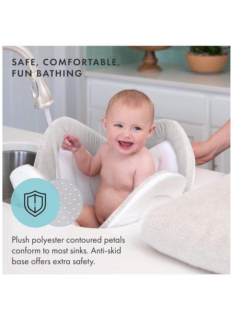 Folanry The Lotus shape Washable Soft Baby Bath Pad,Comfortable Baby Bath Seat  for Newborn Infants to Toddler 0 to 6 Months and Up(Grey)  - Image 3