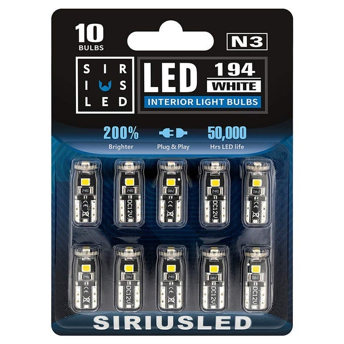 194 LED Bulbs Extremely Super Bright 3030 Chipset for Car truck Interior Dome Map Door Courtesy Marker License Plate Lights Compact Wedge T10 168 2825 Xenon White Pack of 10